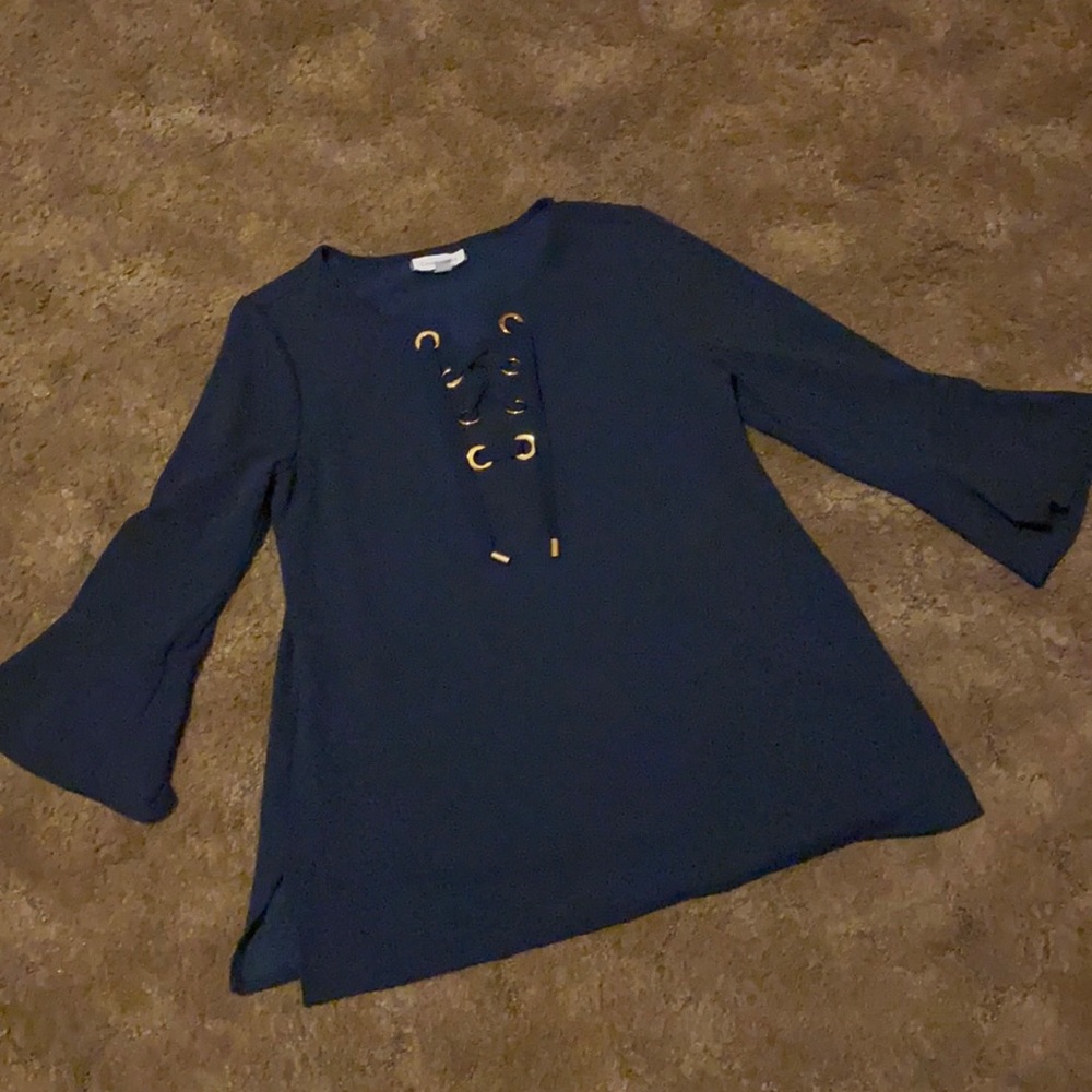 Charter Club bell sleeve navy shirt in medium